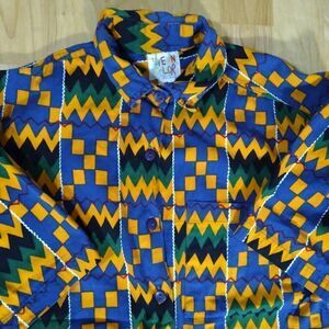 Vintage Live In Color Geometric Pattern Zig Zag Shirt